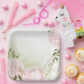 ボホピンクの花の緑の葉植物植物 ペーパープレート (パーティー)