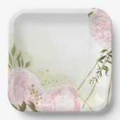 ボホピンクの花の緑の葉植物植物 ペーパープレート (正面)