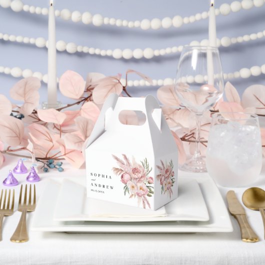 ボホピンクの花パンパスグラス結婚ズ フェイバーボックス (ウェディング)