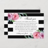 ボホピンクの花。白黒フローラ結婚ズ サンキューカード (正面/裏面)