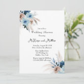 ボホピンクアンドブルーピーオンブーケウェディングシャワー 招待状 (スタンド正面)