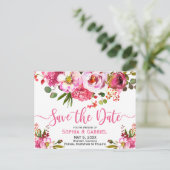 ボホピンクウォーターカラーフローラタイポグラフィ結婚ズ 案内ポストカード (スタンド正面)