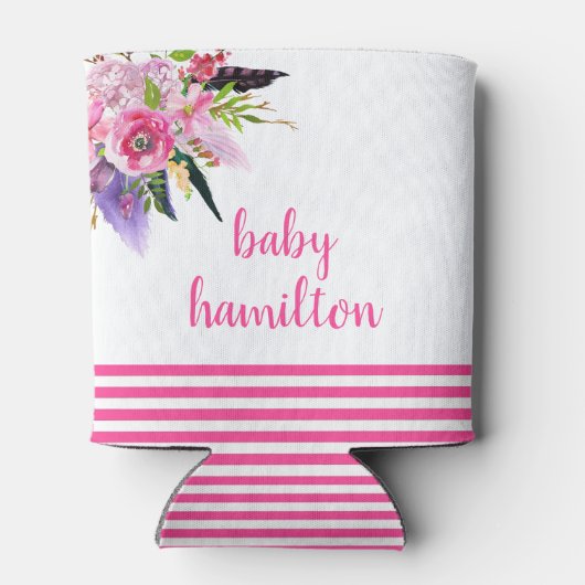 ボホピンクウォーター色フローラカスタムベビーシャワー 缶クーラー (裏面)
