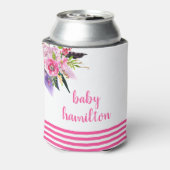 ボホピンクウォーター色フローラカスタムベビーシャワー 缶クーラー (缶裏面)