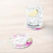 ボホピンクウォーター色フローラハンド色彩の鮮やか ラウンドペーパーコースター (インサイチュ)