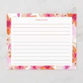 ボホピンクオレンジフラワーズブライダルシャワーレシピカード (裏面)