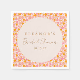 ボホピンクオレンジフローラかわいいブライダルシャワーカスタム スタンダードカクテルナプキン