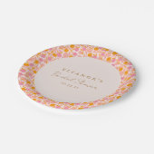 ボホピンクオレンジフローラかわいいブライダルシャワーカスタム ペーパープレート (アングル)
