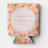 ボホピンクオレンジフローラかわいいブライダルシャワーカスタム 缶クーラー (正面)