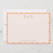 ボホピンクオレンジフローラかわいい赤ちゃんシャワーカスタム サンキューカード (正面)