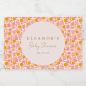 ボホピンクオレンジフローラかわいい赤ちゃんシャワーカスタム スパークリングワインラベル (シングルラベル)