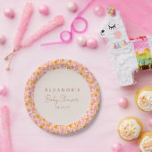 ボホピンクオレンジフローラかわいい赤ちゃんシャワーカスタム ペーパープレート (パーティー)