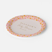 ボホピンクオレンジフローラかわいい赤ちゃんシャワーカスタム ペーパープレート (アングル)
