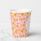 ボホピンクオレンジフローラかわいい赤ちゃんシャワーカスタム 紙コップ (右)