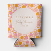 ボホピンクオレンジフローラかわいい赤ちゃんシャワーカスタム 缶クーラー (正面)