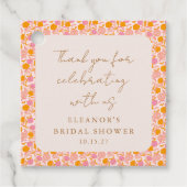 ボホピンクオレンジフローラブライダルシャワーありがとう フェイバータグ (正面)