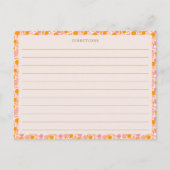 ボホピンクオレンジフローラブライダルシャワーレシピカード ポストカード (裏面)