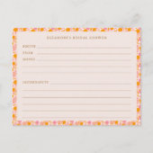 ボホピンクオレンジフローラブライダルシャワーレシピカード ポストカード (正面)