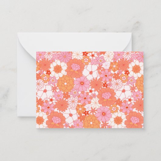 ボホピンクオレンジフローラ名前をカスタムするギフトエンクロージャー ノートカード (裏面)