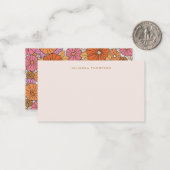ボホピンクオレンジフローラ名前をカスタムするギフトエンクロージャー ノートカード (正面/裏面インサイチュ)