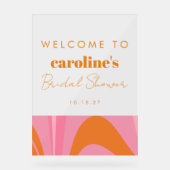 ボホピンクオレンジ抽象芸術カスタムブライダルシャワー アクリルサイン (正面)