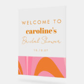 ボホピンクオレンジ抽象芸術カスタムブライダルシャワー アクリルサイン (傾斜)