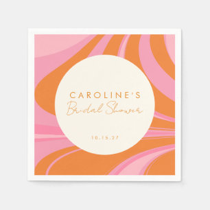ボホピンクオレンジ抽象芸術カスタムブライダルシャワー スタンダードカクテルナプキン