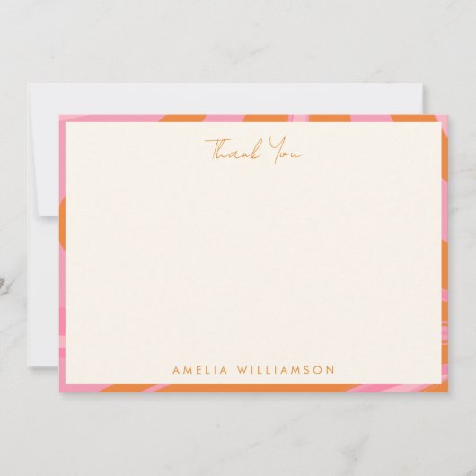 ボホピンクオレンジ抽象芸術大理石名 サンキューカード (正面)