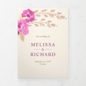 ボホピンクオーキッドフローラオールインワンアイボリー結婚ズ 三つ折り招待状 (カバー)