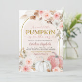 ボホピンクカボチャ秋秋のベビーシャワー 招待状 (スタンド正面)
