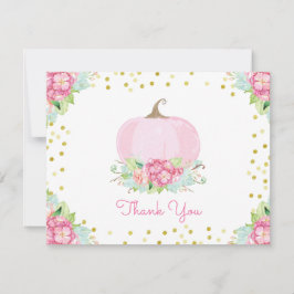 ボホピンクカボチャ赤ちゃんシャワーサンキューカード 招待状