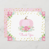 ボホピンクカボチャ赤ちゃんシャワーサンキューカード 招待状 (正面/裏面)