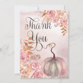 ボホピンクカボチャ | Pampas Grass Girl Baby Shower サンキューカード (正面)