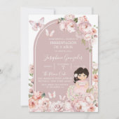 ボホピンクガールフローラプレセンタシオンデ3アニョス 招待状 (正面)