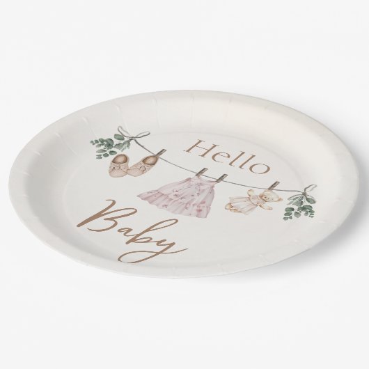 ボホピンクガール赤ちゃん服 ペーパープレート (アングル)