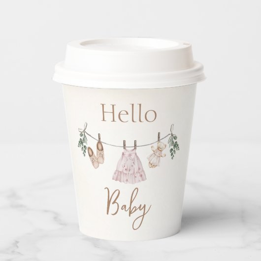 ボホピンクガール赤ちゃん服 紙コップ (正面)
