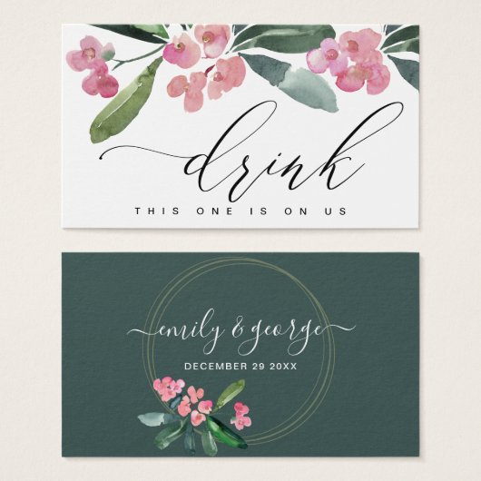 ボホピンクキリストトーン開花結婚ズ飲料チケット (正面&裏面)