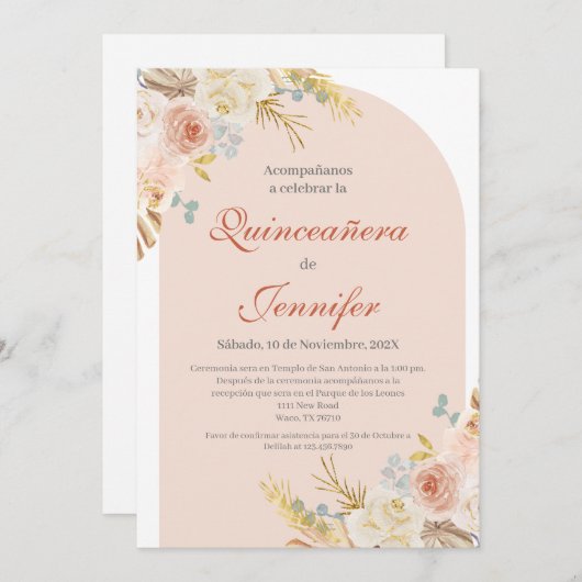 ボホピンクキンセアニェラ招待 招待状 (正面/裏面)