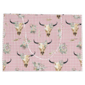 ボホピンクギンガムカウースカルフローラ ラージペーパーバッグ (裏面)