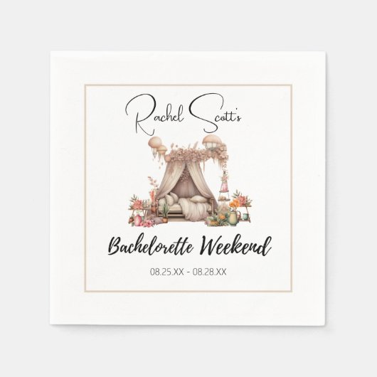 ボホピンクグランピングバチェロレッテ週末 スタンダードカクテルナプキン (正面)