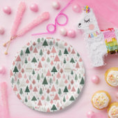 ボホピンクグリーンクリスマスツリークリスマスホリデー ペーパープレート (パーティー)
