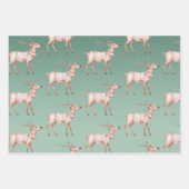 ボホピンクグリーンクリスマスディアツリー ラッピングペーパーシート (正面)