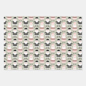 ボホピンクグリーンサンタクロスクリスマスホリデー ラッピングペーパーシート (正面2)