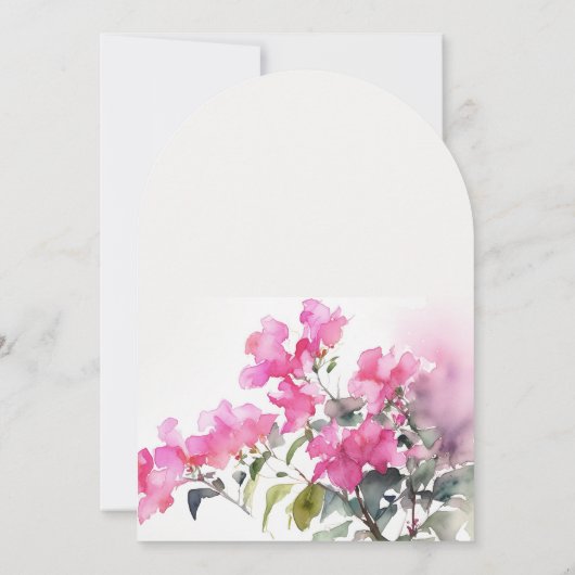 ボホピンクグリーントロピカルブーゲンビリア誕生日 招待状 (裏面)