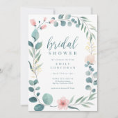ボホピンクグリーンフローラガーデンブライダルシャワー 招待状 (正面)