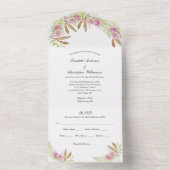 ボホピンクグリーン植物性フローラ結婚ズ オールインワン招待状 (内側)