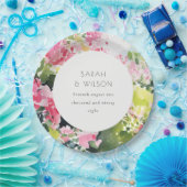 ボホピンクグリーン熱帯ブーゲンビリア結婚ズ ペーパープレート (パーティー)