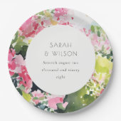 ボホピンクグリーン熱帯ブーゲンビリア結婚ズ ペーパープレート (正面)
