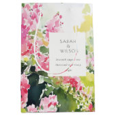 ボホピンクグリーン熱帯ブーゲンビリア結婚ズ ミディアムペーパーバッグ (正面)