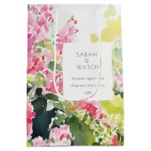 ボホピンクグリーン熱帯ブーゲンビリア結婚ズ ミディアムペーパーバッグ (裏面)